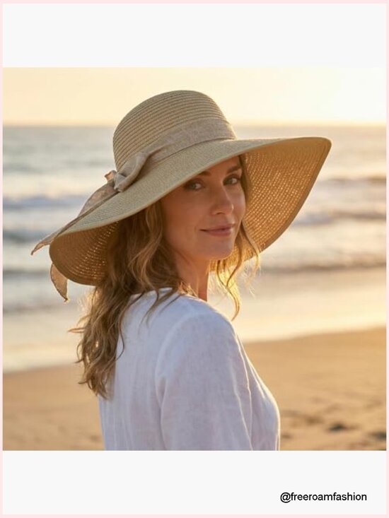 Amazon.com: Womens Wide Brim Straw Sun Hat UV Protection  Wide Brim Sun Hat Foldable Straw Floppy UPF 50+ Beach Travel